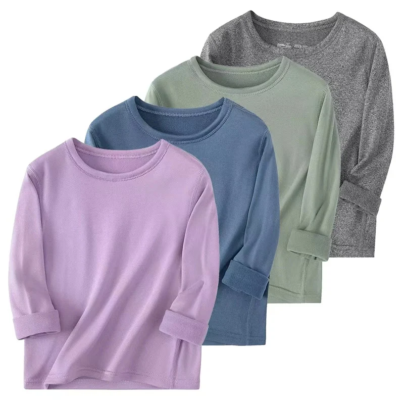 1/3/5 Pack Children\'s Solid Color Long Sleeve T-shirt Boys\' Casual Joker bottoming shirt Girls\' Comfortable Brothers and Sisters