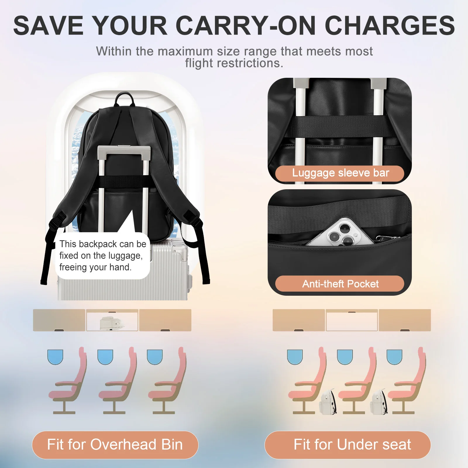 حقيبة ظهر نسائية جلدية، حقيبة كمبيوتر محمول للأعمال، حقيبة ظهر متينة وبسيطة وخفيفة الوزن للتنقل للنساء، حقيبة ظهر للفتيات الجامعيات