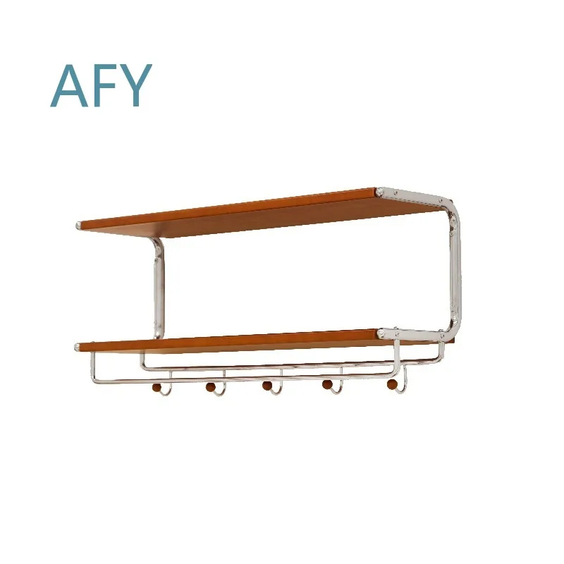 Home Simple Wall Baffle Rack for Porch Living Room Bedroom Hanging Hanger Medieval Solid Wood Storage Rack Bookshelf Wall