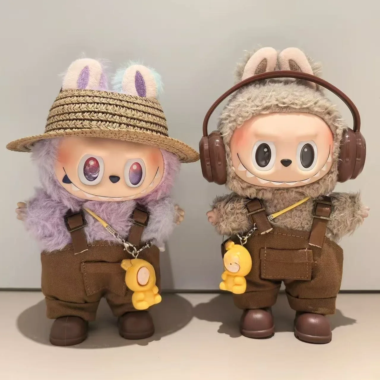 

For Labubu17 cm v1v2 Outfit Accessories Mini Hat Overalls Set Decoration Small Clothes Children's Toys Birthday Gift