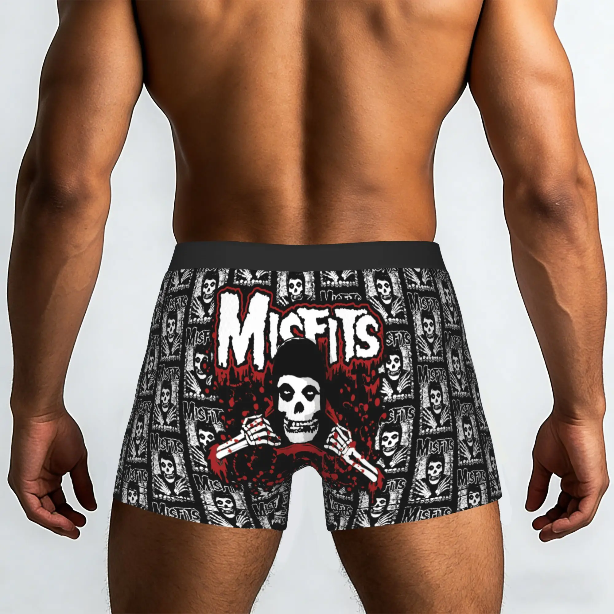 Custom Male Cool Rock Punk Band Misfits Skull Face Heavy Metal Underwear  Boxer Briefs Soft Shorts Panties Underpants