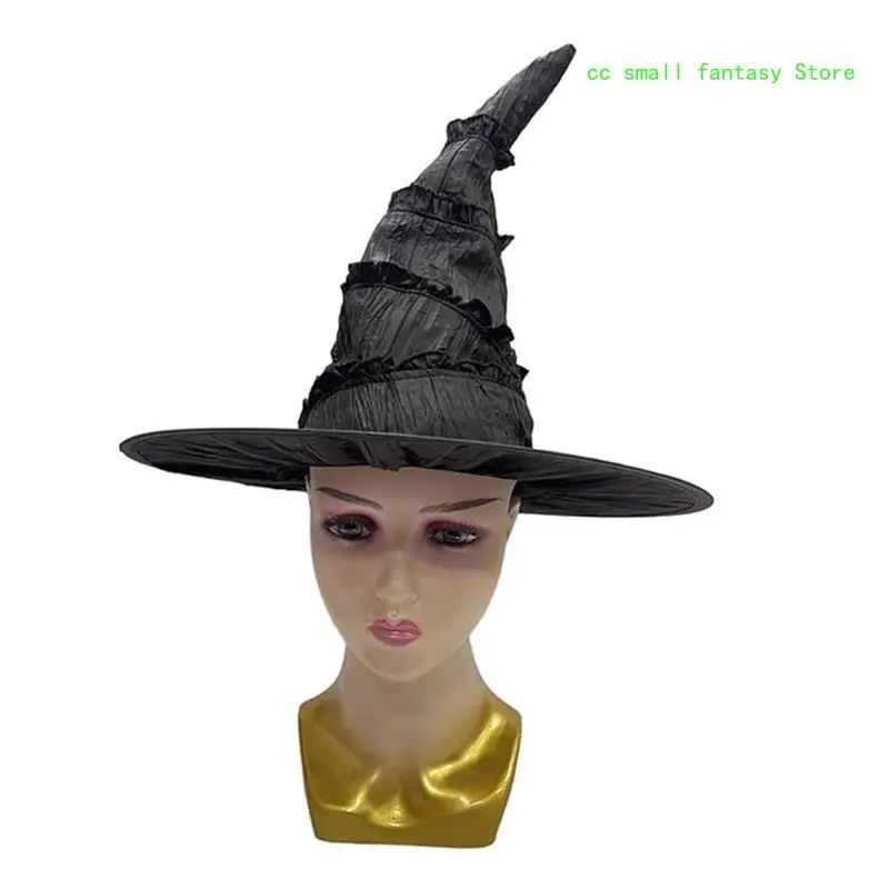 R3MA Halloween Decorations Crinkled Witch Hat Halloween for Parties Decors Supplies