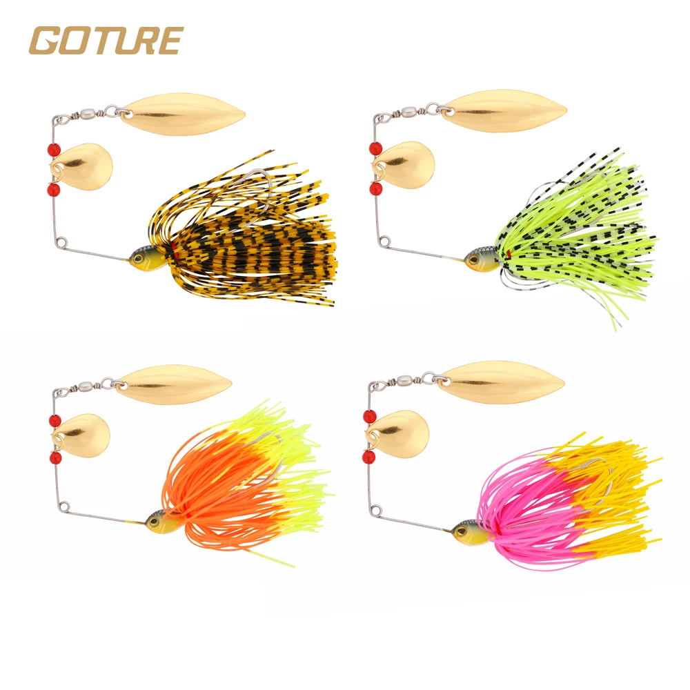 Goture 15g Wire Bait 4Pcs Glitter Whisker Hook Rotary Fish Type Bottom Simulation Bait Replaceable Hook Design New Wire Bait