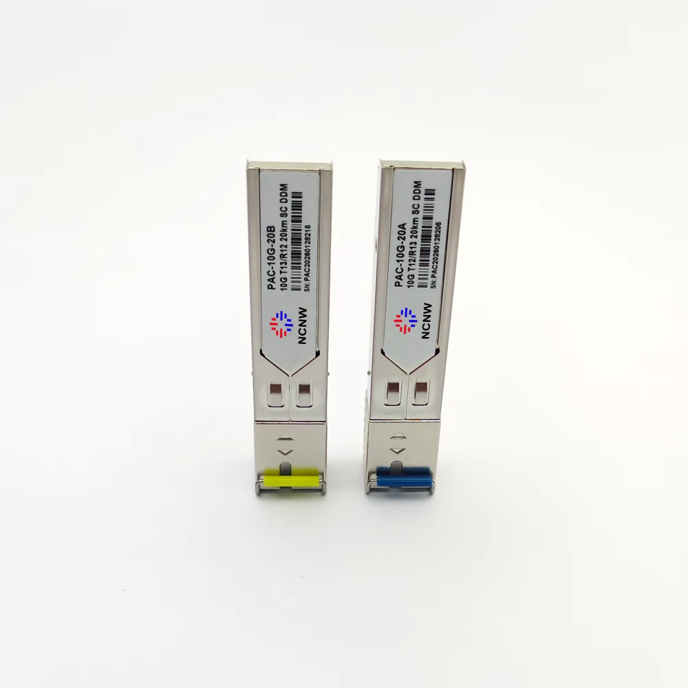 10G BiDi 20km SFP+ Single SC Port Fiber Optic Transceiver Module Compatible with Cisco/Huawei/Mikrotik/Juniper Switch