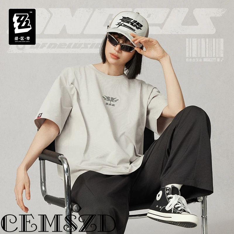 [Genuine] MiHoYo Official Game Zenless Zone Zero ZZZ DELULU Angels of Delusion Cosplay Printed Color-Block Short-Sleeve T-Shirt