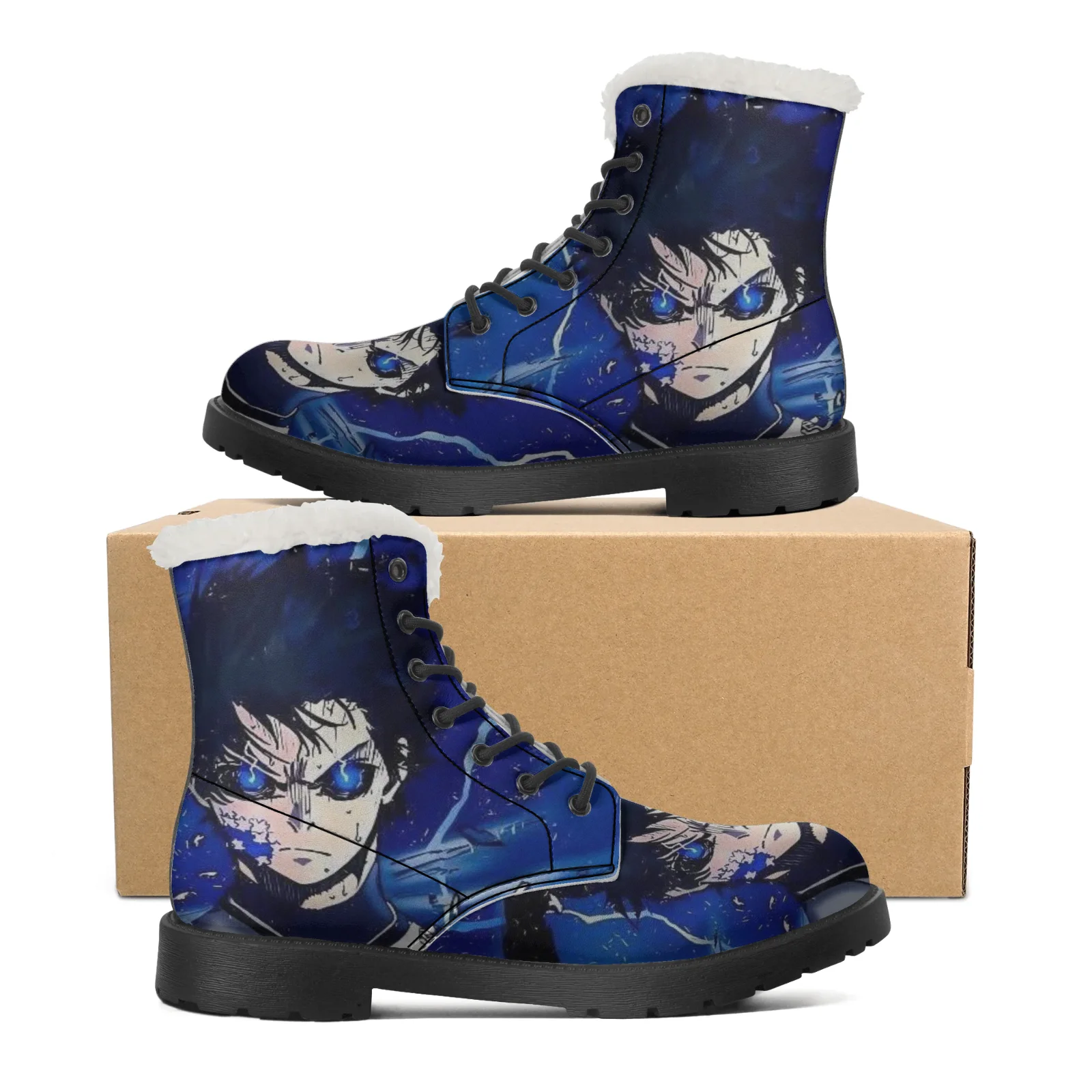 

Anime Blue Lock Plush Boots Warm Snow Boots for Men Women Winter Outside Footwear Non-slip High Top Boots Size EU35-48