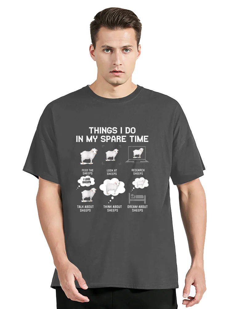 Things I Do In My Spare Time Sheeps Funny Sheep Cute Sheep T Shirt Men Cotton T-shirt Hip Hop Tshirt Clothing Oversized Graphic