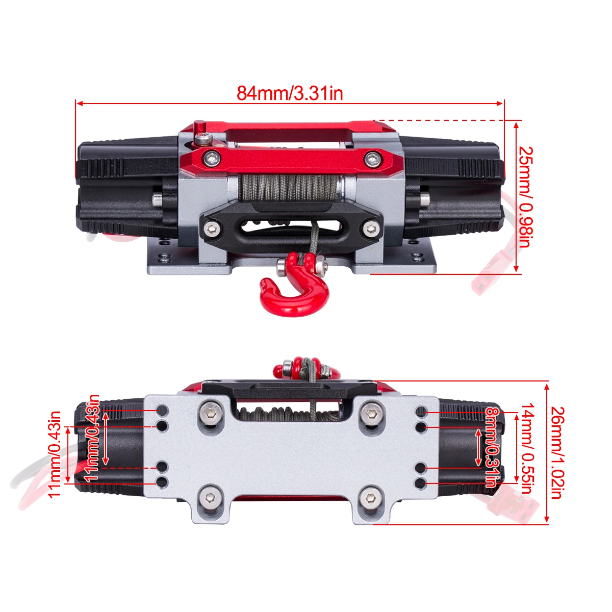 Verricello simulato in metallo a doppio motore per 1/8 1/10 RC Crawler Car TRX4 SCX10 Traxxas RC4WD D90 KM2 Redcat YK4082 Parti di aggiornamento