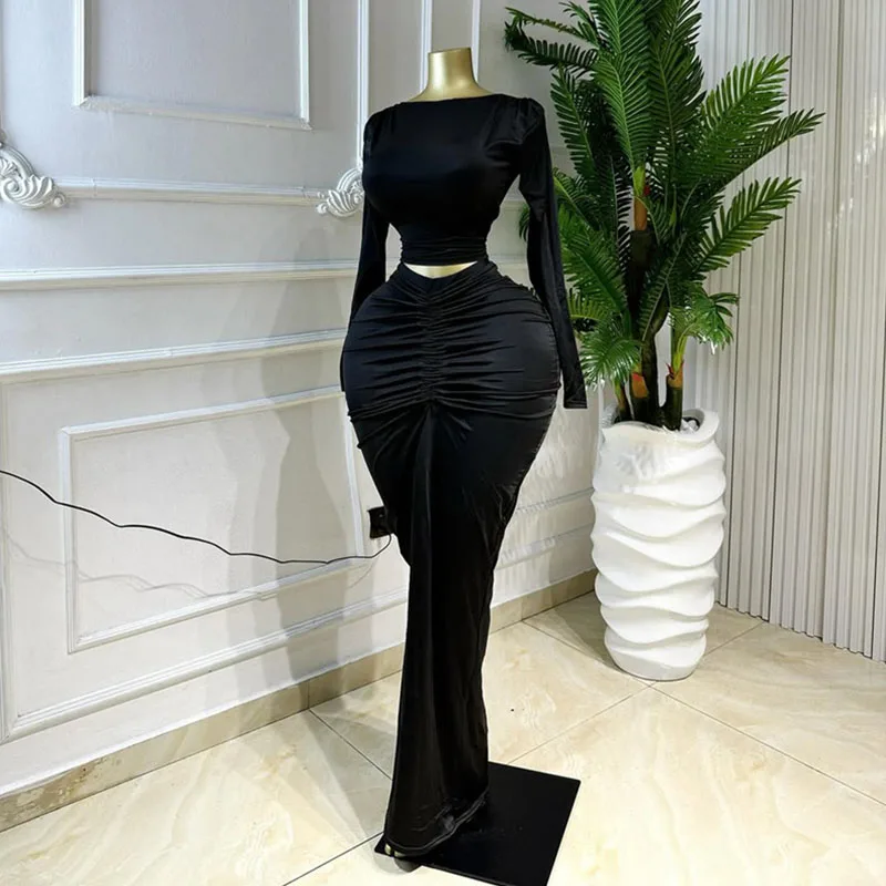 Doyerl Elegante Bodycon Maxi Jurk Sets Vrouwen 2-delige Club Outfit Party Lange Mouw Top + Lange Rok Bijpassende Set Ensembles Gewaden