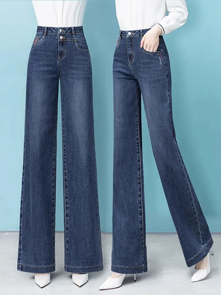 

Casual Straight Leg Fleece Lined Jeans Women Thickened Drape Slimming Small Size Autumn Winter New Style High Waist Button Zi...