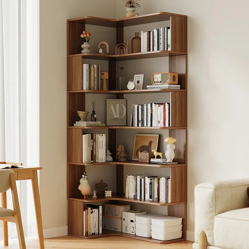 Simple solid wood corner children's bookshelf floor-standing living room multi-layer storage shelf combination storage bookcase