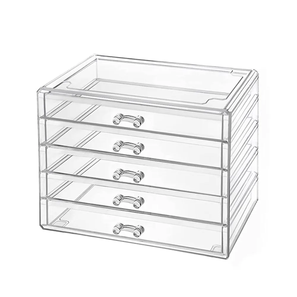 

Clear Acrylic Jewelry Organizer Box Transparent Storage Case for Earrings Necklaces Rings Multi-Purpose Design