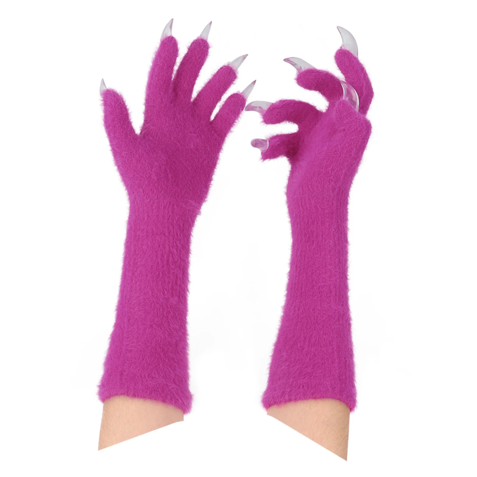 THRUM Full Finger Paws Gloves Long Warm Mittens for Cosplay Themed Events Parties Costume Accessories