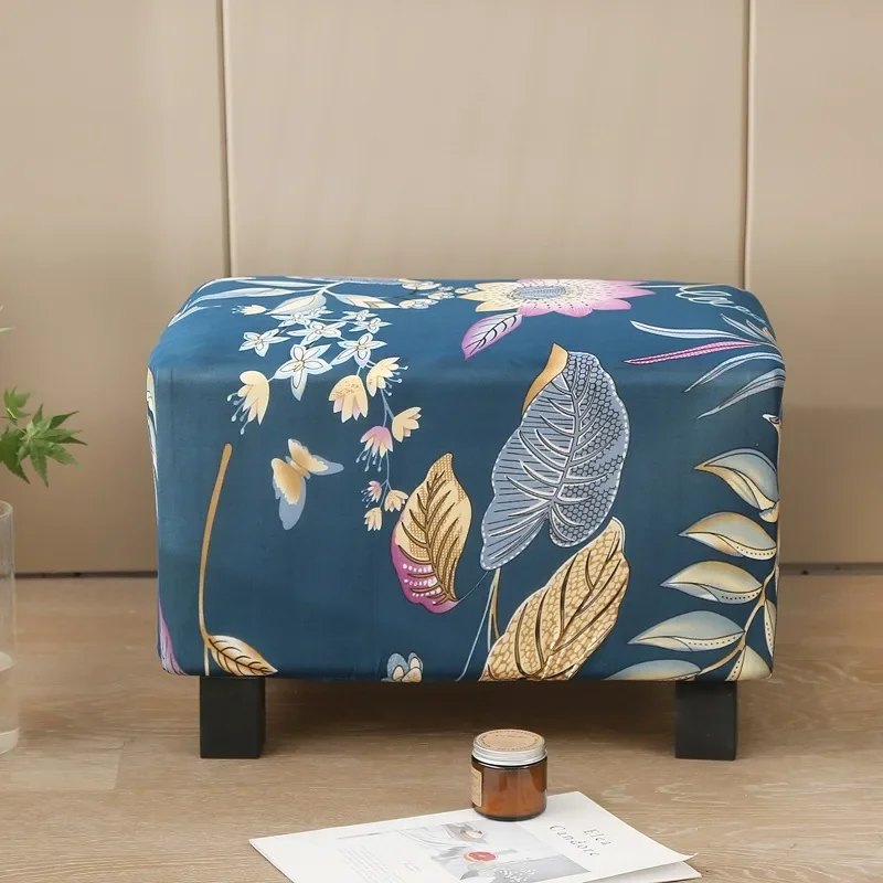 Footstool Cover Stretch Elastic Printed Ottoman Cover Sofa Footrest Stool Slipcover for Living Room Furniture Protector Case걸상커버