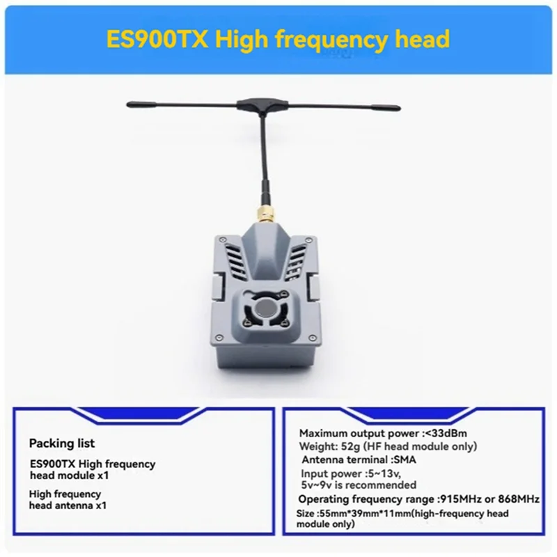 ELRS Long Distance 915Mhz Wireless Transmission Equipment ES900TX High Frequency Module ES9000RX Receiving Module-X67A