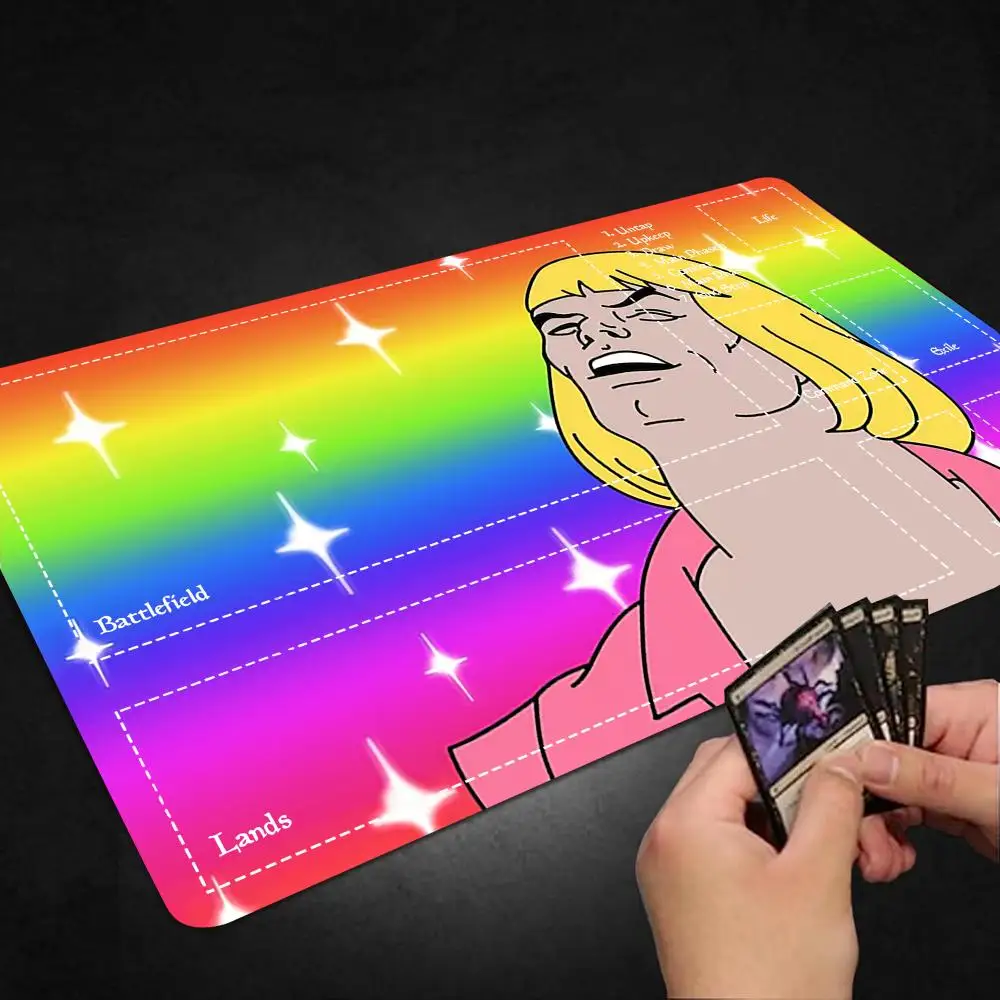 Funny anime Card Playmat Stitched with Magic Zones Game Mats TCG Card Battles Commander Gaming abletop Mouse pad Duel Beginner