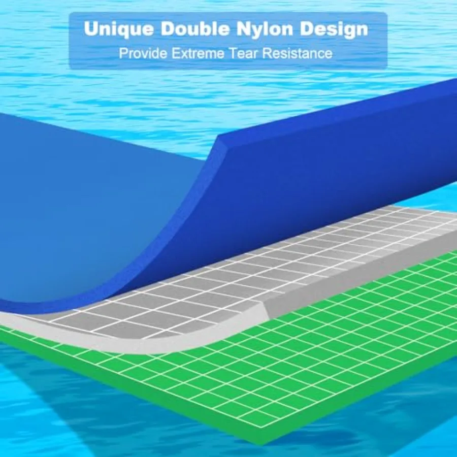 Lake ocean beach pool swimming floating water mat: 3-layer tear-resistant XPE foam green ultra-durable and comfortable for recr