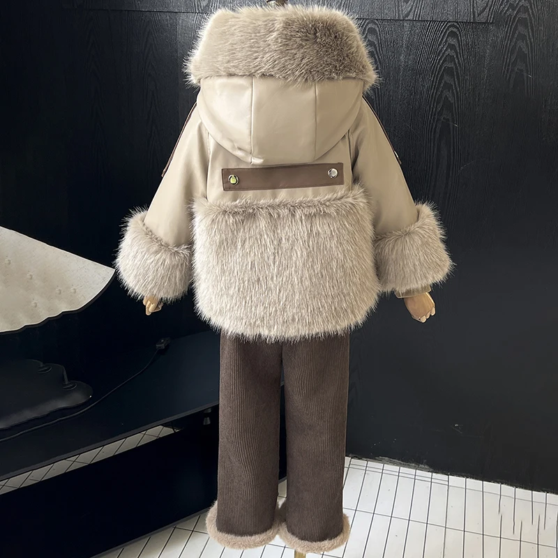 2025 Winter Girl's Fur Coat Autumn Imitation Fur Thick Coat Spring Children's Fashion Warm Cotton Clothes