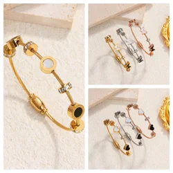 Fashionable Simple Love Shell Round Bracelet Zircon Butterfly Roman Numeral Women's Bracelet Couple Accessories