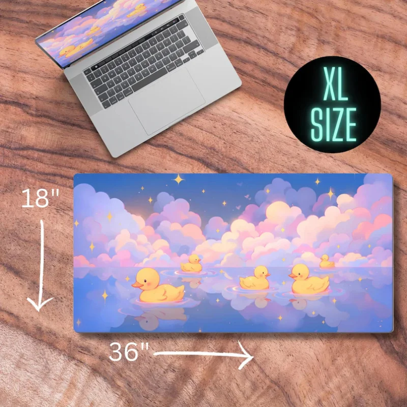 VIKAMA Lofi Desk Mat, Cute Duck Gaming Mouse Pad, Adorable Duck Desk Mat, Comfortable Gift For Girls Who Love Gaming