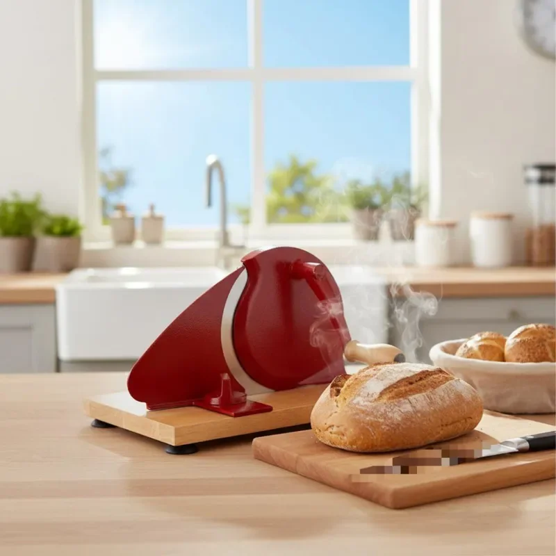 Hand‑Crank Manual Bread Slicer Cutter, Sharp Stainless Steel Blade Non‑Slip Suction Feet, Easy‑To‑Clean Household Kitchen
