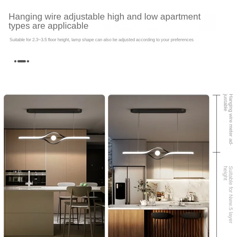 Nordic LED Restaurant Chandelier Simple Creative Black Living Room Bar Pendant Light Personality Kitchen Lsland Hanging Lamp