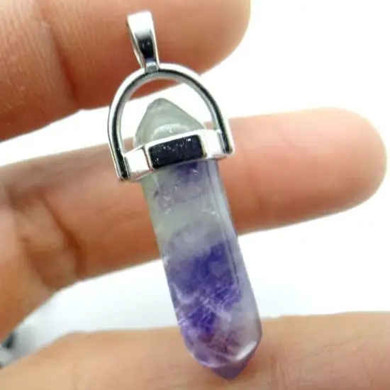 Natural stone fluorite Quartz Crystal Turquoises lapis tiger eye chakra pendant for diy Jewelry making necklace Accessories24pcs