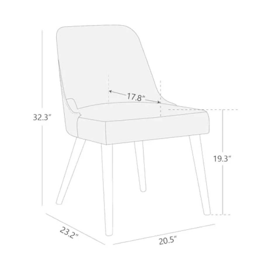 Mid-Century Modern Dining Chair, Set of 2, Performance Fabric in Linen, Sturdy Wooden Frame Ergonomic Design for Living Room or