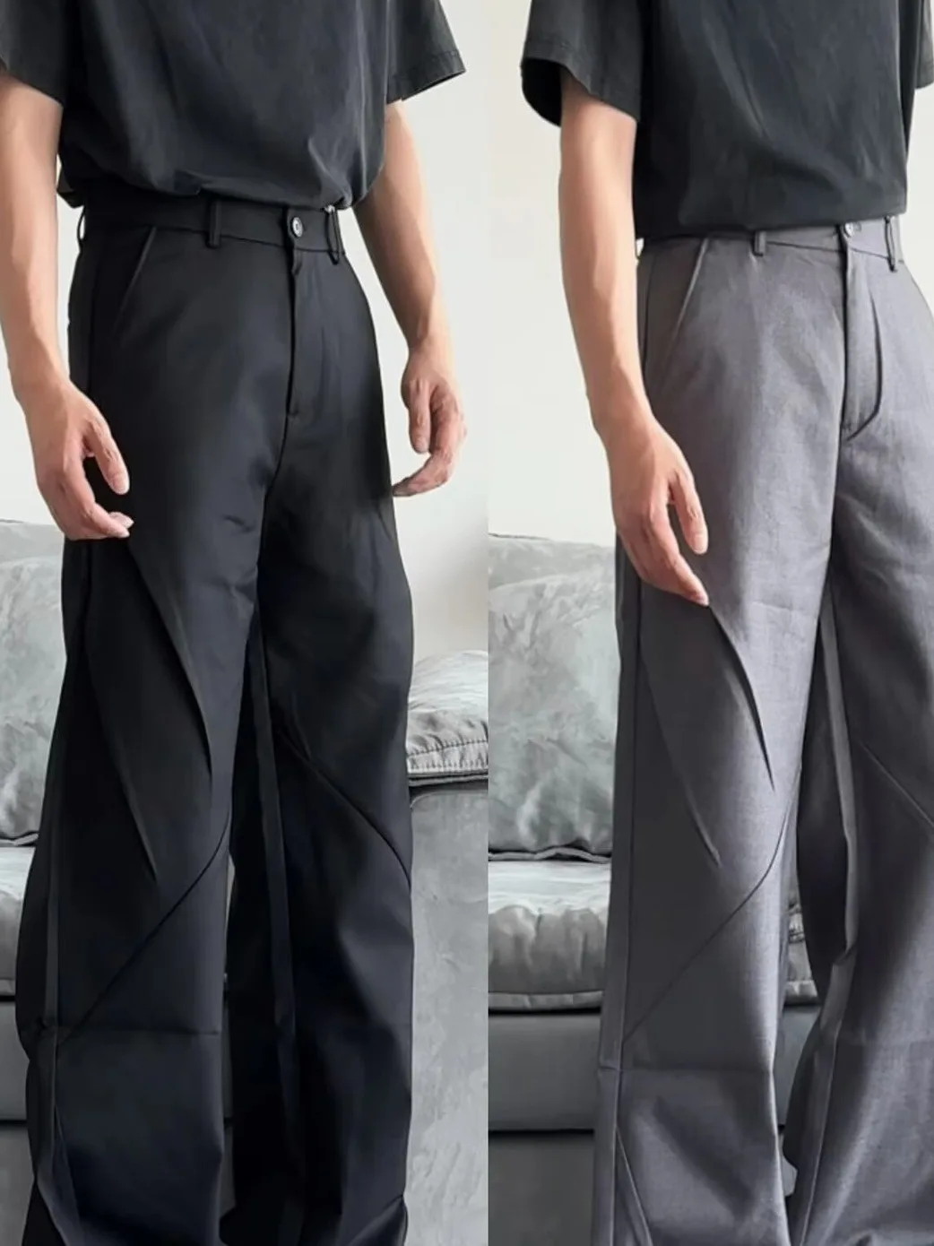 

Cleanfit Lightweight American Sle Casual Pants Men's Straight Loose High Waist Wide Leg Pleated Infantry Pants Summer New A...