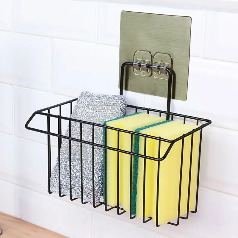 Metal Sink Drain Rack Dish Washing Cloth Pot Brush Storage Rack Stainless Steel Sponge Rack Drain Basket