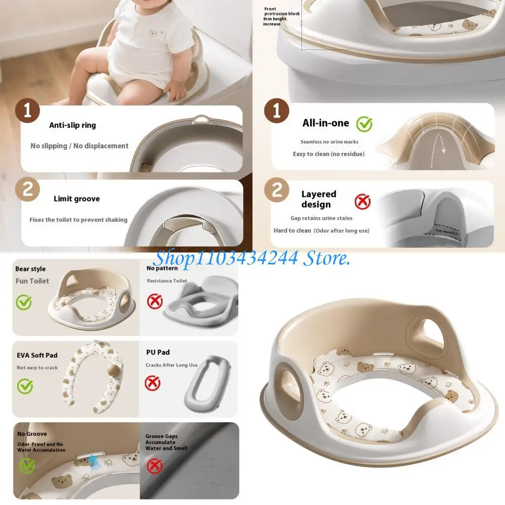子供浴室便座肥厚エッジ滑り止めグリップ安全ハンドル人間工学に基づいたデザイントイレトレーニング移行段階