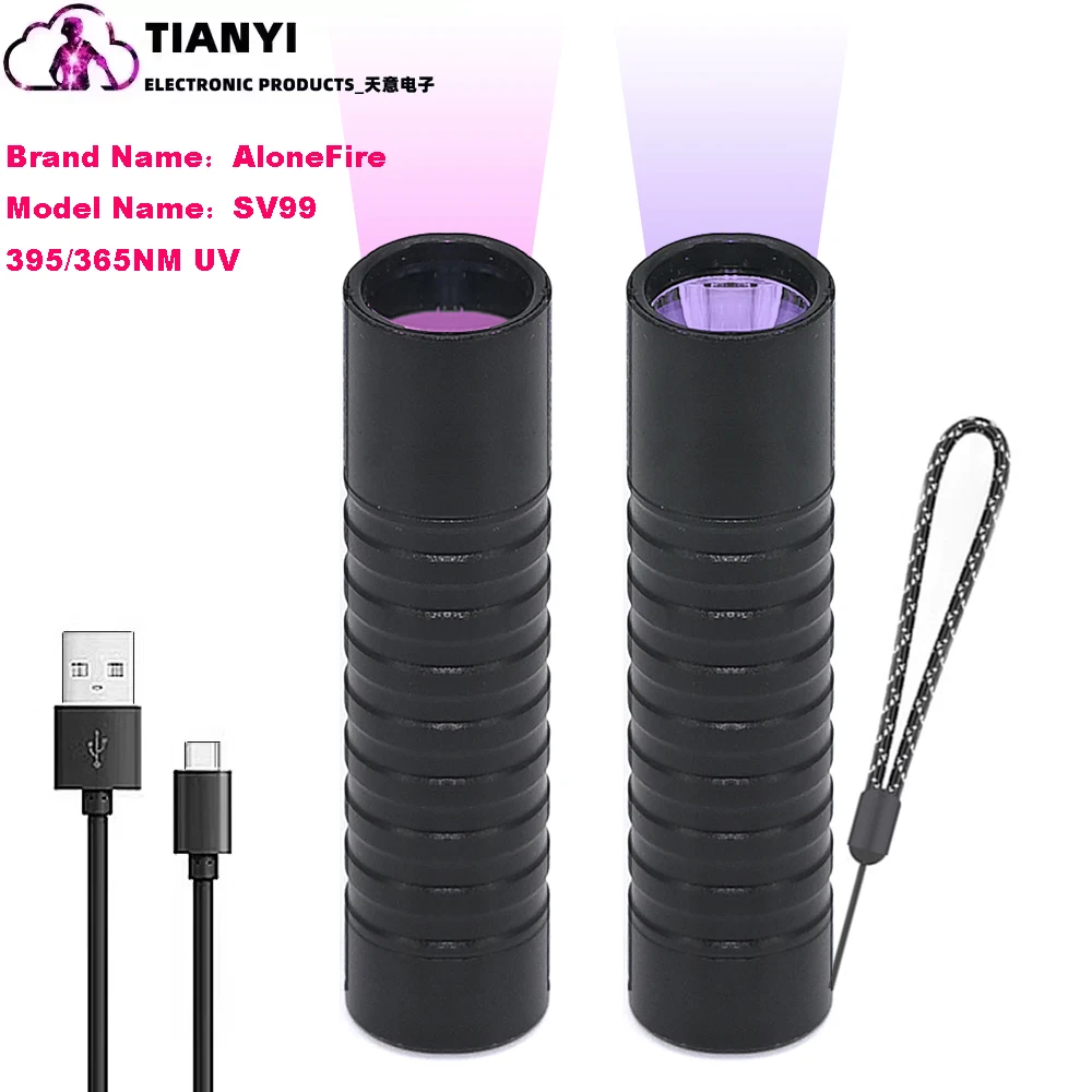 

SV99 Violet Light TYPE-C charging built-in battery Aluminum alloy 365nm detection of fluorescence agent, anti-counterfeiting