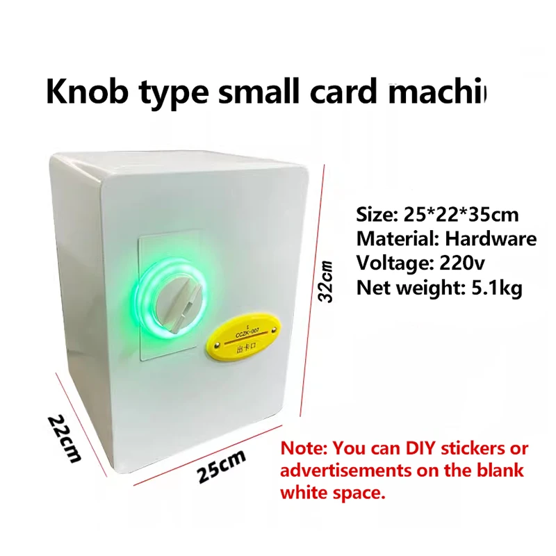 Knob Type Mini Card Dispenser Machine Fits 40-63mm Width Cards for IP Card Custom Cards DIY Appearance Holds 400-800pcs