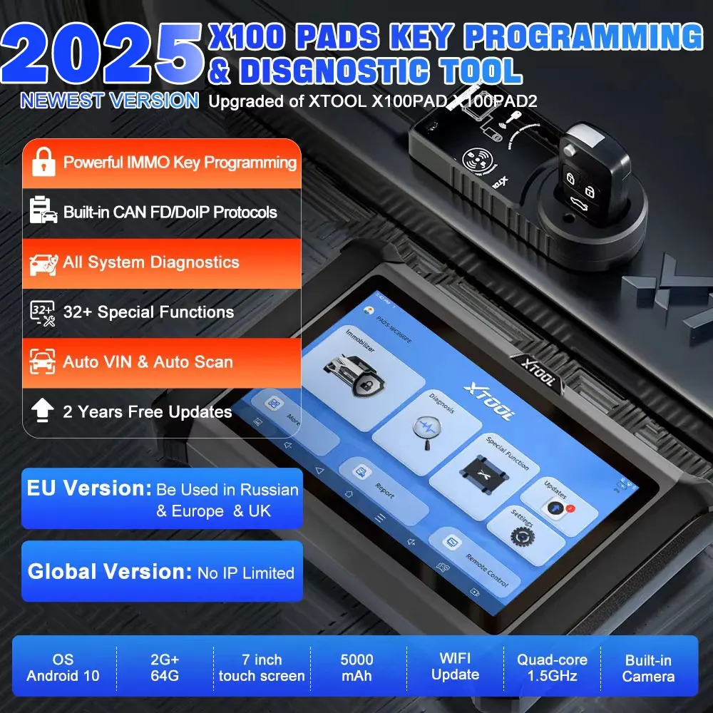 XTOOL X100 PADS IMMO Key Programming Tools All Key Lost OBD2 All System Diagnostic Scaner Upgraded of X100 PAD X100PAD2 EEPROM