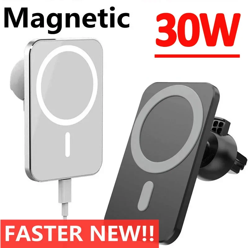 30W Magnetic Wireless Car Charger Phone Holder For iPhone15 14 13 12 Pro Max X 8 Mini Macsafe Fast Wireless Car Charging Station