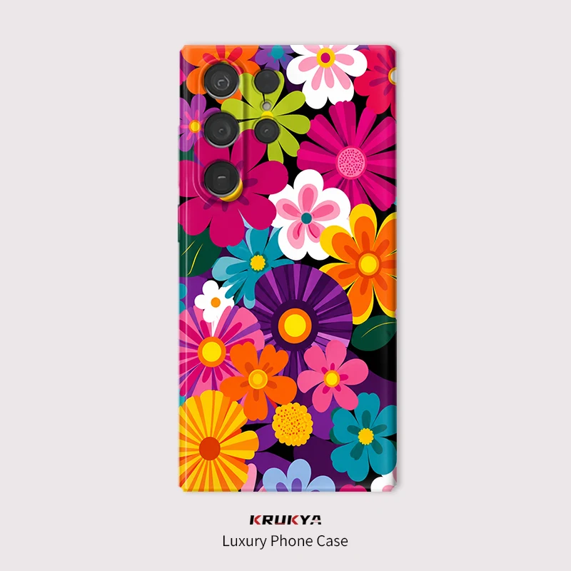 Flower Painting Phone Case For Samsung Galaxy S21 S24 FE S23 Ultra S25+ S20 S22 5G S26 Plus Lens Protection Hard PC Carcase