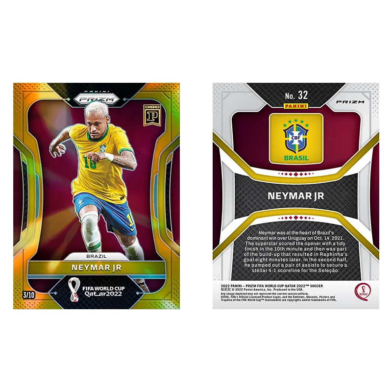 Panini Base Prizms Gold Neymar Jr Mbappe Benzema Lewandowski Pedri برشلونة لتقوم بها بنفسك نجم كرة القدم بطاقات التداول مجموعة الهدايا