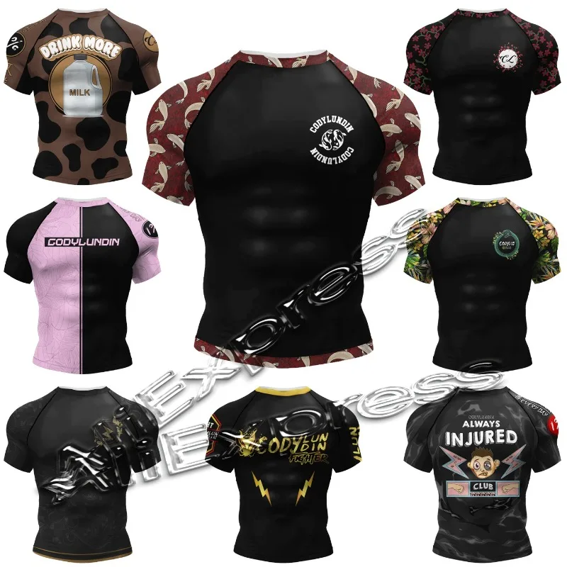 Personal Popular Design Sublimation Short Sleeve Black No Gi BJJ Jiu Jitsu Rashguard Fight BJJ Mma Rash Guard Shirts For Men