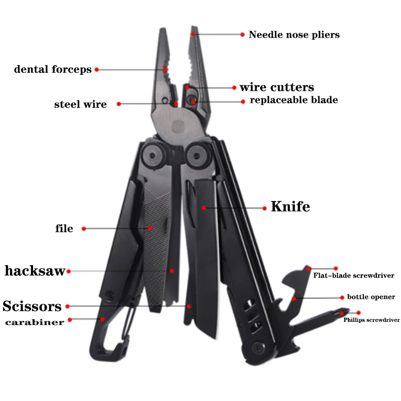 Multifunction Stainless Steel Multi-tool Pocket Knife Pliers Folding Pliers Mini Portable Fold Outdoor Multipurpose Repair Tools