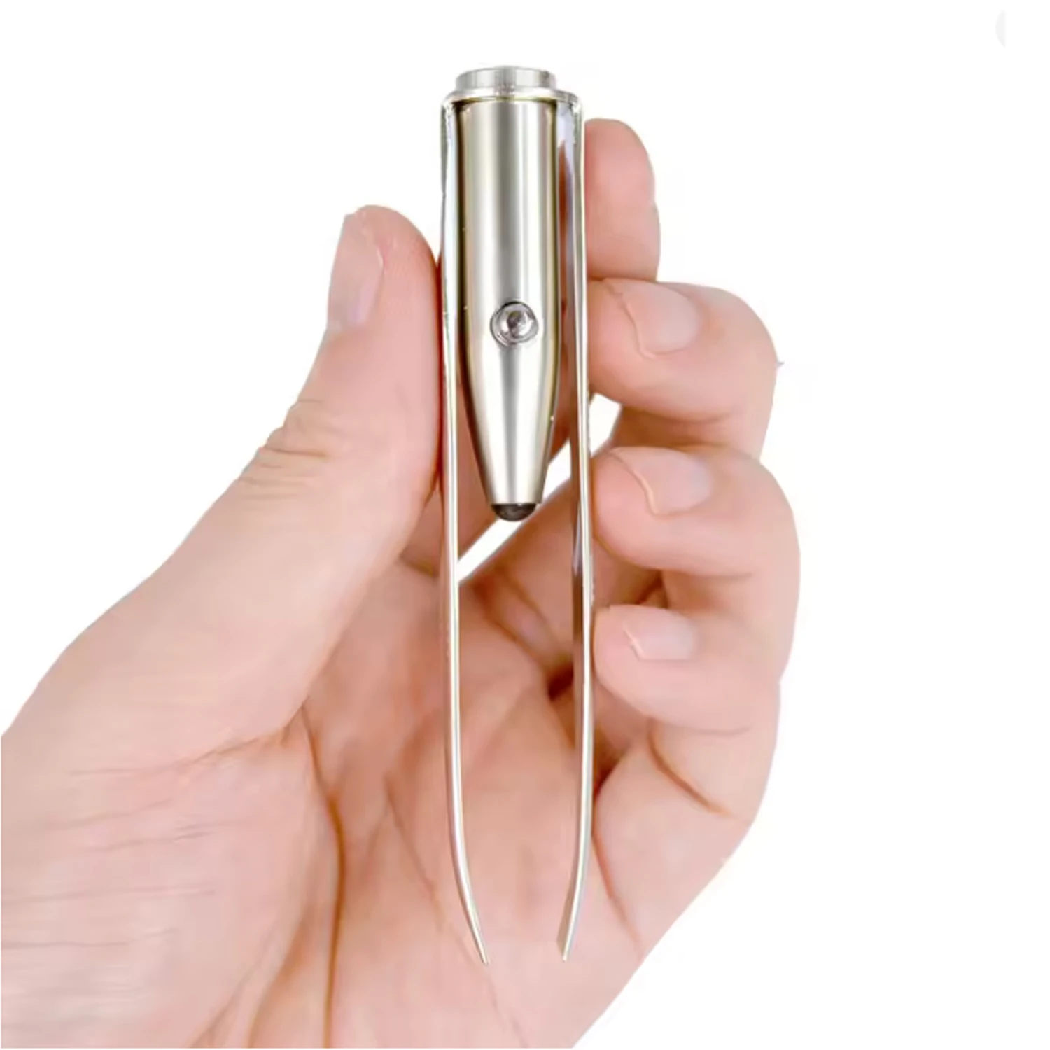 LED 조명 메이크업 도구가 포함된 휴대용 스테인레스 스틸 스마트 디자인 눈썹 제모 핀셋 1개