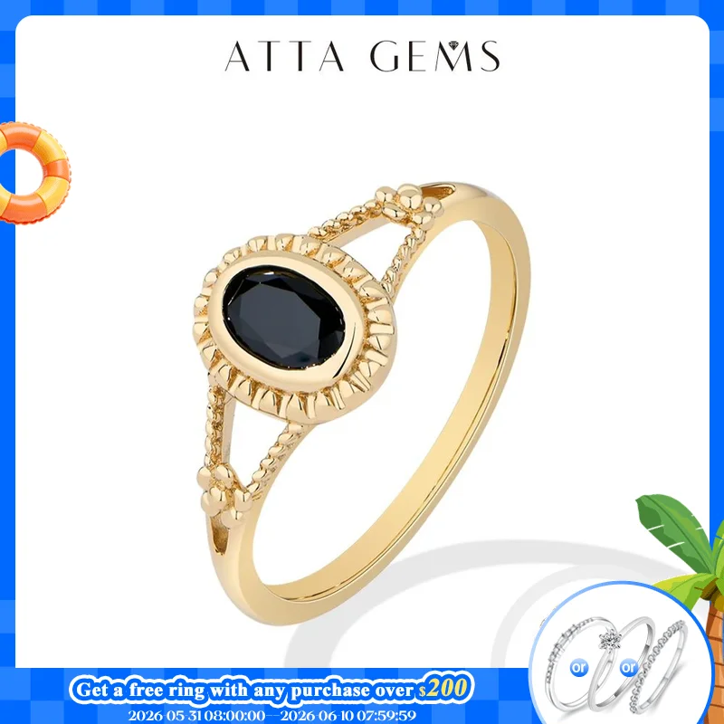 

ATTAGEMS Vintage Oval Cut Black Moissanite Ring S925 Silver Rings for Women Men Fashion Personalized Party Jewelry Birthday Gift