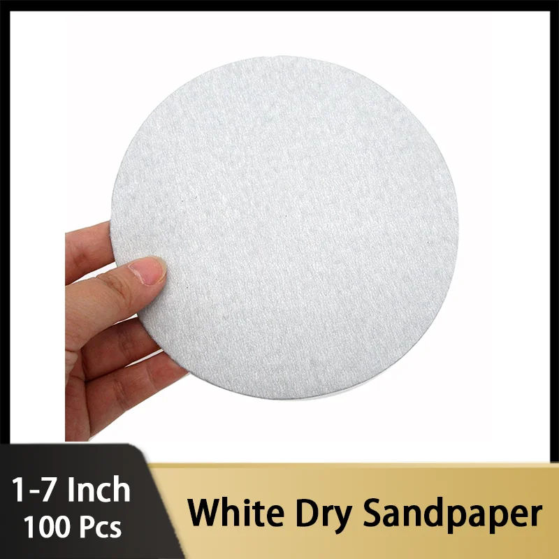 White Dry Sandpaper - 100pcs Wholesale 1-7 inch Hook Loop 5