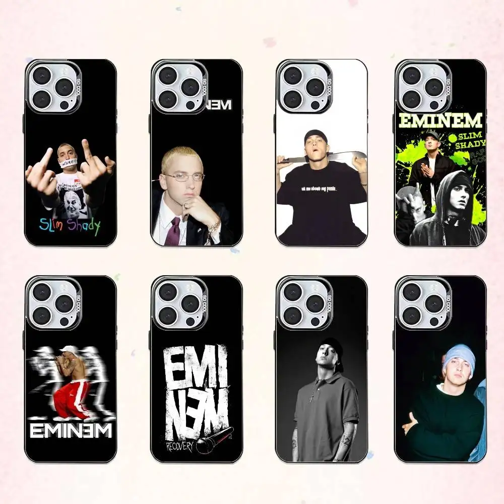 

COOL E-Eminem Phone Case For iPhone17,16,15,14,13,12,11 Plus,Pro Max Colored Silver Plated Inside Cover
