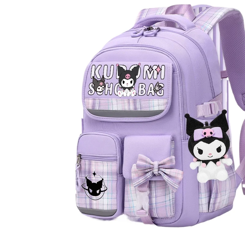 Sanrio Backpack Kuromi  Elementary School Backpack Student Bag Large Capacity Women Bag  Child renGirls Gift preschool backpack