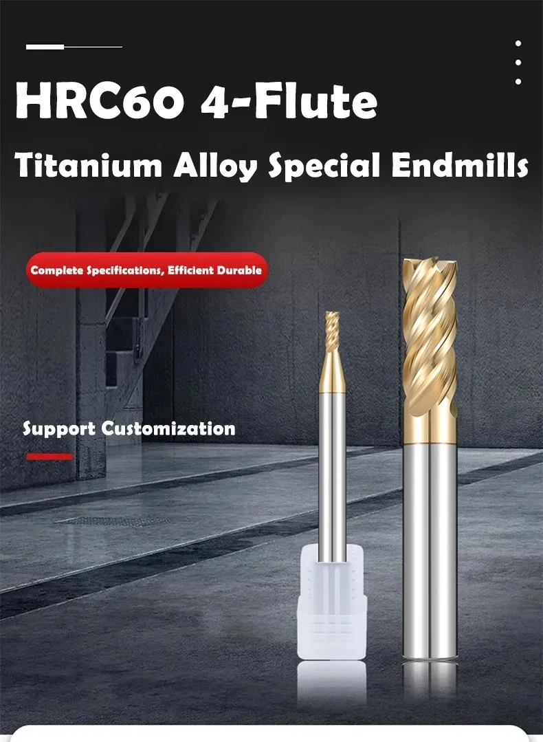 AZZKOR 4-Schneiden-Wolframstahl-Fräser, Titanlegierung, spezieller, ungleichmäßig geteilter Spiralfräser für CNC-Bearbeitungszentren – Detail 5
