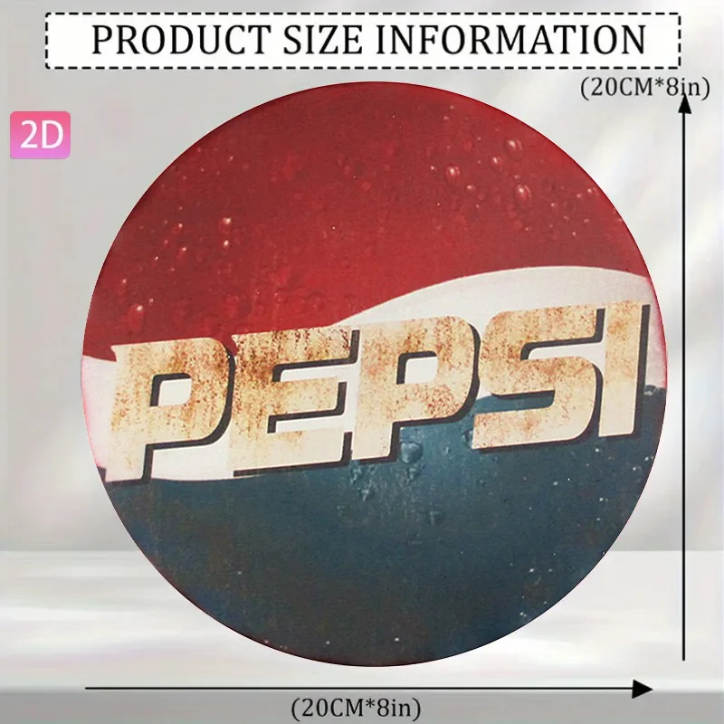 2D Vintage Metal Sign Pepsi Retro Classic Soda Drink Logo Rustic Grunge Tin Wall Art Plaque for Home Bar Cafe Decor Gift