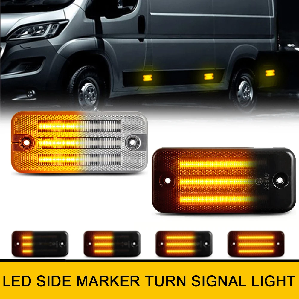 

6x LED Side Marker Turn Signal Lights For Peugeot Boxer Citroen Relay Jumper Jeep Cherokee Fiat Ducato Dynamic Amber