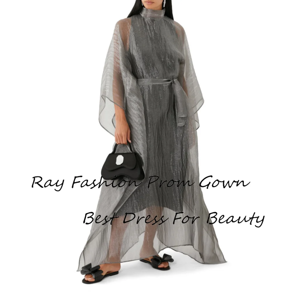 

Ray Fashion A Line Evening Dress High Neck With Long Sleeves Illusion For Women Formal Occasion فساتين سهرة Saudi Arabia