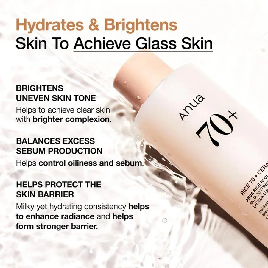 تونر أنوا رايس 70 توهج حليبي مع 70% ماء الأرز وسيراميد - تونر مرطب لتفتيح الوجه للبشرة الزجاجية والتحكم في الزهم #2