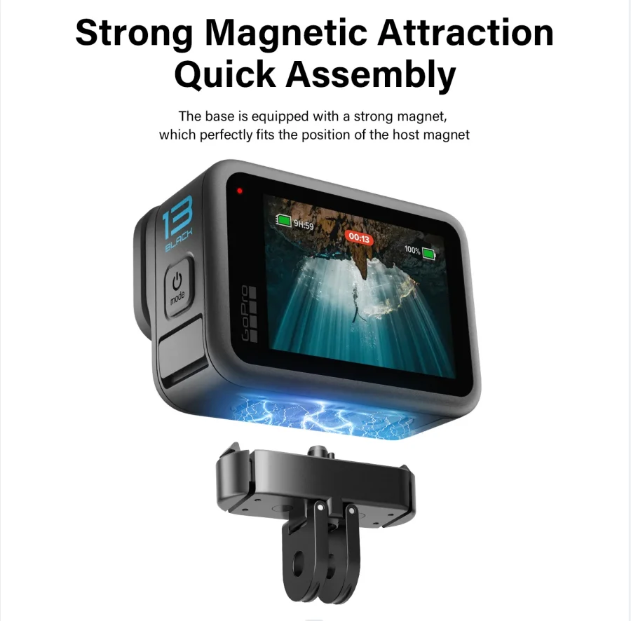 

Quick Release Base For GoPro Hero 13 Metal Magnetic Extension Mount Adapter Holder Bracket for Go Pro Hero 13 Black Accessories